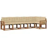 vidaXL Buiten bank set 6 st Natuurlijk en Beige