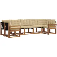 vidaXL Buiten bank set 7 st Natuurlijk en Beige