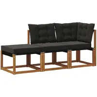 vidaXL 3 st Modulaire buitensofa-eenheden Natuurlijk en zwart