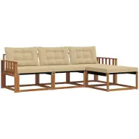 vidaXL Buiten bank set 4 st Natuurlijk en Beige