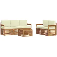 vidaXL Buiten bank set 6 st Natuurlijk en Crème Massief Acacia Hout