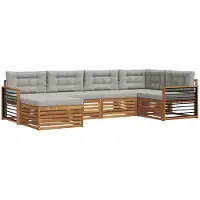 vidaXL Buiten bank set 6 st Natuurlijk en Licht Grijs