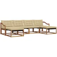 vidaXL Buiten bank set 6 st Natuurlijk en Beige
