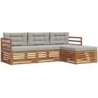vidaXL Buiten bank set Natuurlijk en Licht Grijs 245,5 x 162,5 x 73 cm