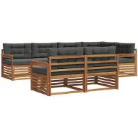 vidaXL Buiten bank set met kussen 7 pcs Natuurlijk en Antraciet
