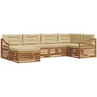 vidaXL Buiten bank set 6 st Natuurlijk en Beige