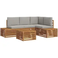 vidaXL Buiten bank set Natuurlijk en Licht Grijs 59 x 59 x 37 cm