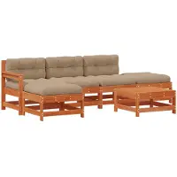 vidaXL Tuin loungeset, 6 stuks, wasbruin, massief grenenhout