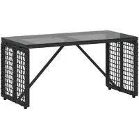 Syfax Buiten Tafel Zwart 80 x 40 x 40 cm PE Rattan en Glas