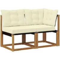 vidaXL Outdoor Midden- en Hoekbank met kussen 2 Stuk Naturel