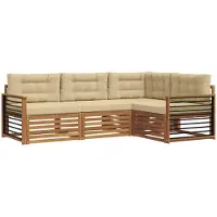 vidaXL Buiten bank set 4 st Natuurlijk en Beige
