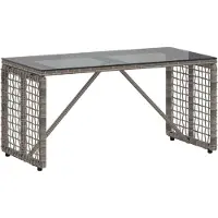 Syfax Buiten Tafel Grijs en zwart 80 x 40 x 40 cm PE Rattan en Glas