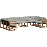 vidaXL Buiten bank set 10 st Naturel en lichtgrijs