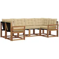 vidaXL Tuinset met 6 zitplaatsen, natuurlijke en beige kleuren