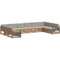 vidaXL Sofa-Sets 10 st Natuurlijk en Licht Grijs Massief Acacia Hout