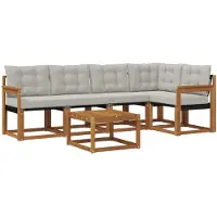 vidaXL Buiten bank set 6 st Natuurlijk en Licht Grijs