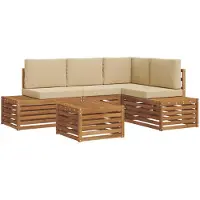 vidaXL Buiten bank set met kussen Natuurlijk en Beige 59 x 59 x 37 cm