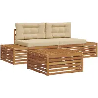 vidaXL 4 st Buiten bank set Massief Acacia Hout en Polyester