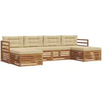 vidaXL Buiten bank set 6 st Natuurlijk en Beige Massief Acacia Hout