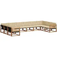 vidaXL Buiten bank set 10 st Natuurlijk en Beige