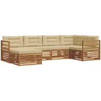 vidaXL Buiten bank set 6 st Natuurlijk en Beige