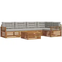vidaXL Buiten bank set 6 st Natuurlijk en Licht Grijs