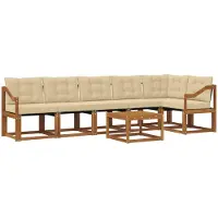vidaXL Buiten bank set 7 st Natuurlijk en Beige
