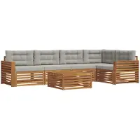 vidaXL Buiten bank set 6 st Natuurlijk en Licht Grijs