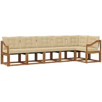 vidaXL Buiten bank set 6 st Natuurlijk en Beige