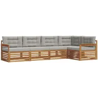 vidaXL Buiten bank set 5 st Natuurlijk en Licht Grijs