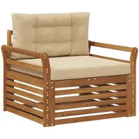 vidaXL Buitensofa Massief Acacia Hout en Polyester Natuurlijk en Beige