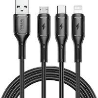Wiwu , 3-in-1 Kabel - USB naar Micro/USB-C/Lightning - 1m, Zwart