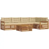 vidaXL Buiten bank set 6 st Natuurlijk en Beige