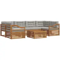 vidaXL Buiten bank set 7 st Natuurlijk en Licht Grijs