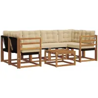 vidaXL Buiten bank set 7 st Natuurlijk en Beige