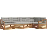 vidaXL Buiten bank set 5 st Natuurlijk en Licht Grijs