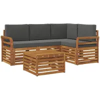 vidaXL Buiten bank set 5 st Natuurlijk en Antraciet Polyester