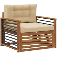 vidaXL Buitensofa Massief Acacia Hout en Polyester Natuurlijk en Beige