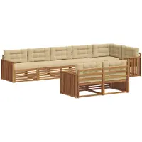 vidaXL Buiten bank set 8 st Natuurlijk en Beige