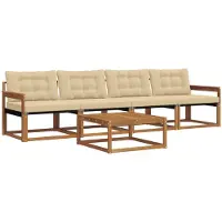 vidaXL Buiten bank set 5 st Natuurlijk en Beige