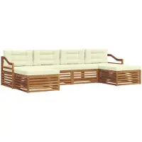 vidaXL Buiten bank set 6 st Natuurlijk en Crème Massief Acacia Hout