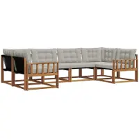 vidaXL Buiten bank set 6 st Natuurlijk en Licht Grijs