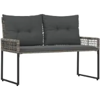 vidaXL Tuinbank met kussen Grijs 118 x 55 x 82 cm PE Riet en Stof