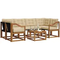 vidaXL Buiten bank set 7 st Natuurlijk en Beige