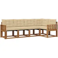 vidaXL Buiten bank set 5 st Natuurlijk en Beige
