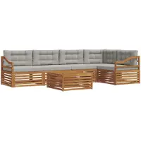 vidaXL Buiten bank set 6 st Natuurlijk en Licht Grijs