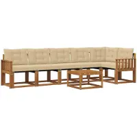 vidaXL Buiten bank set 7 st Natuurlijk en Beige