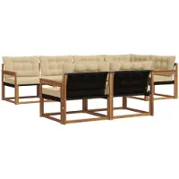 vidaXL Buiten bank set 7 st Natuurlijk en Beige