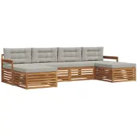 vidaXL Buiten bank set 6 st Naturel en lichtgrijs Massief Acacia Hout