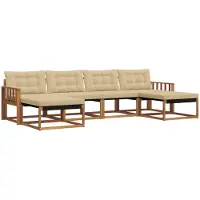 vidaXL Buiten bank set 6 st Natuurlijk en Beige